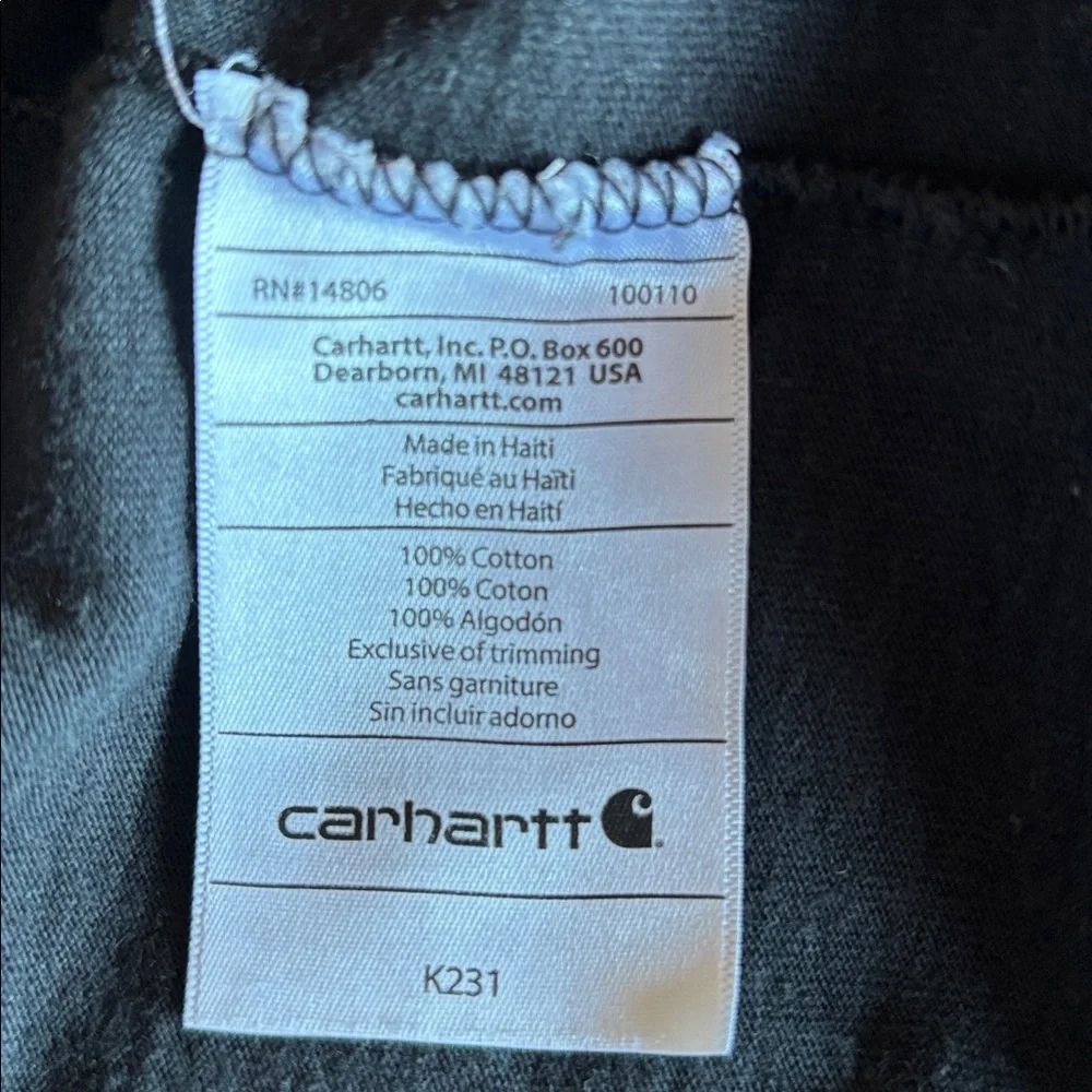 Carhartt Black White  Long Sleeve Crew Neck Original Fit Tee Shirt Size XL‎ Tall